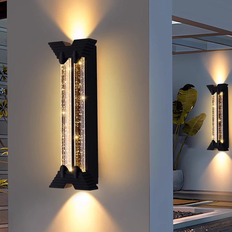 Modern Minimalist Waterproof Trapezoid Cylindrical Stainless Steel Crystal LED Outdoor Wall Sconce Lamp For Garden