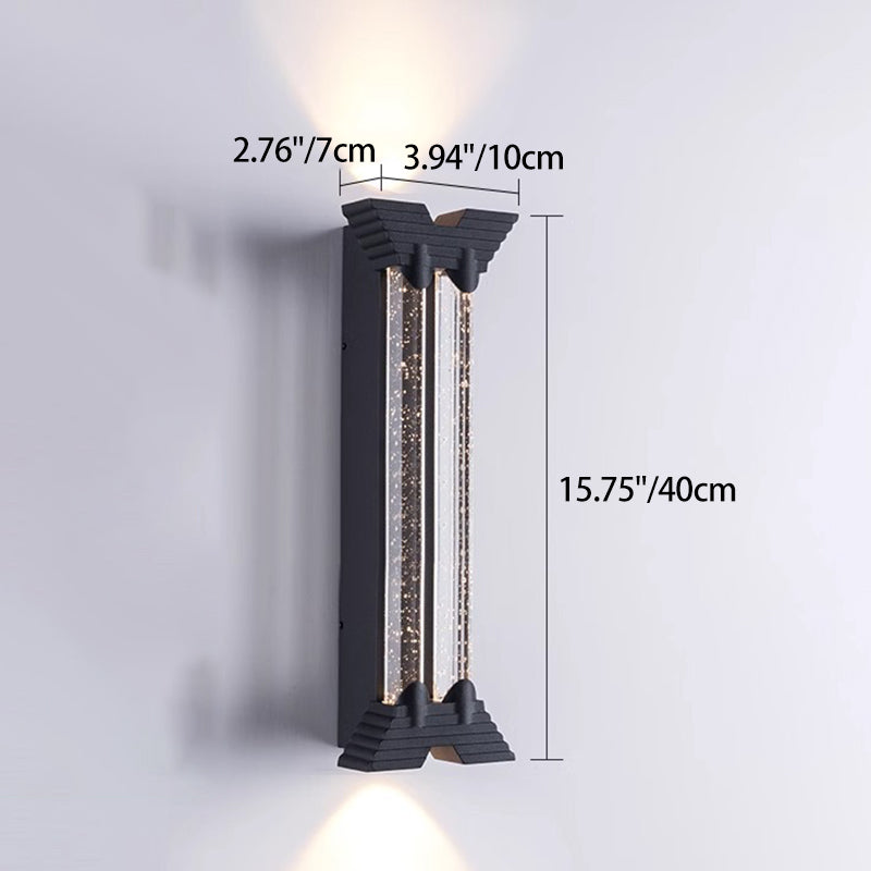 Modern Minimalist Waterproof Trapezoid Cylindrical Stainless Steel Crystal LED Outdoor Wall Sconce Lamp For Garden