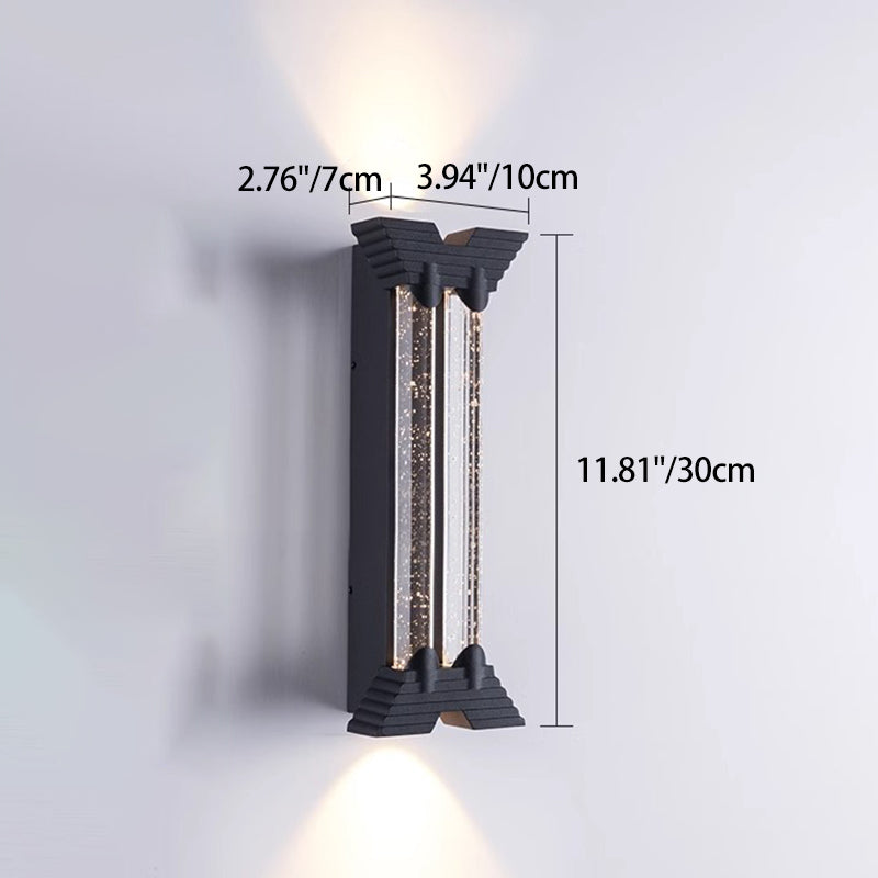 Modern Minimalist Waterproof Trapezoid Cylindrical Stainless Steel Crystal LED Outdoor Wall Sconce Lamp For Garden