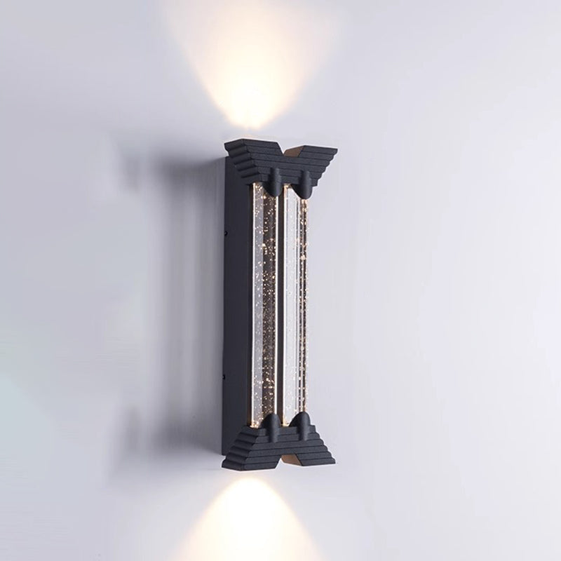 Modern Minimalist Waterproof Trapezoid Cylindrical Stainless Steel Crystal LED Outdoor Wall Sconce Lamp For Garden