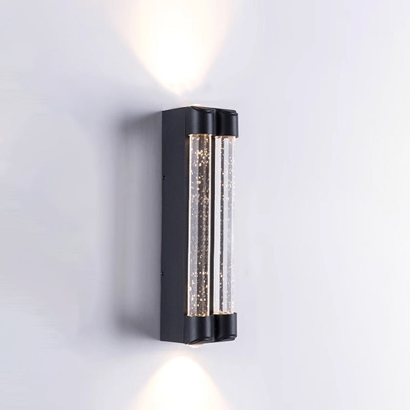 Modern Minimalist Waterproof Trapezoid Cylindrical Stainless Steel Crystal LED Outdoor Wall Sconce Lamp For Garden