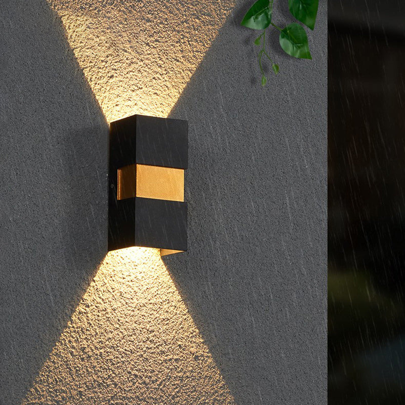 Aplique de pared LED de exterior moderno, minimalista, impermeable, con forma de cubo de aluminio para patio exterior