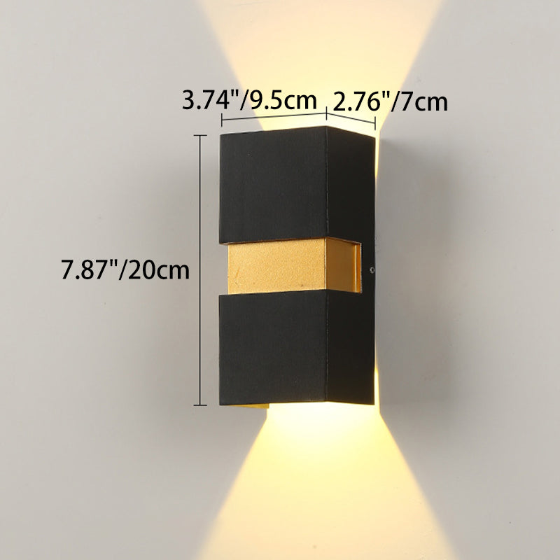 Aplique de pared LED de exterior moderno, minimalista, impermeable, con forma de cubo de aluminio para patio exterior