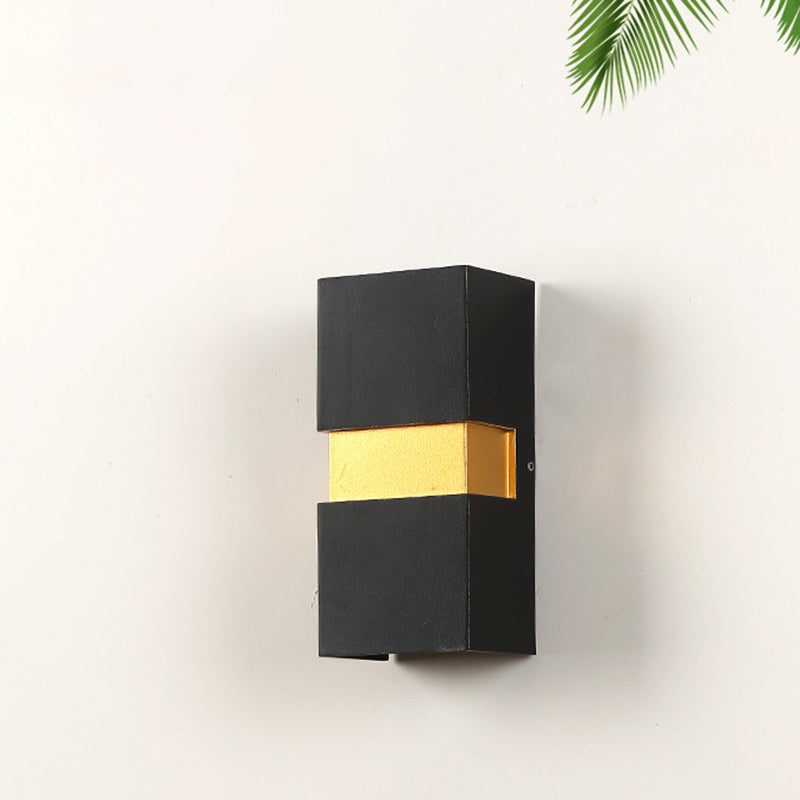 Aplique de pared LED de exterior moderno, minimalista, impermeable, con forma de cubo de aluminio para patio exterior