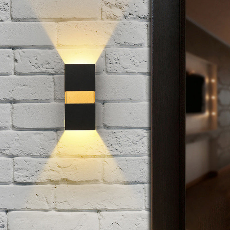 Aplique de pared LED de exterior moderno, minimalista, impermeable, con forma de cubo de aluminio para patio exterior