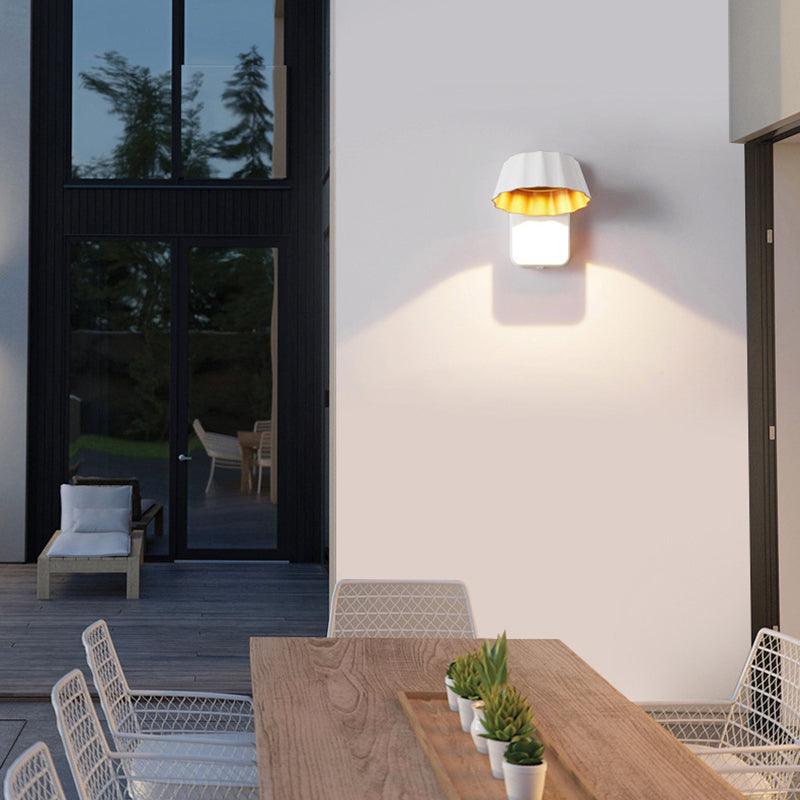 Lámpara de pared LED contemporánea, impermeable, giratoria, de aluminio y cristal, para patio exterior