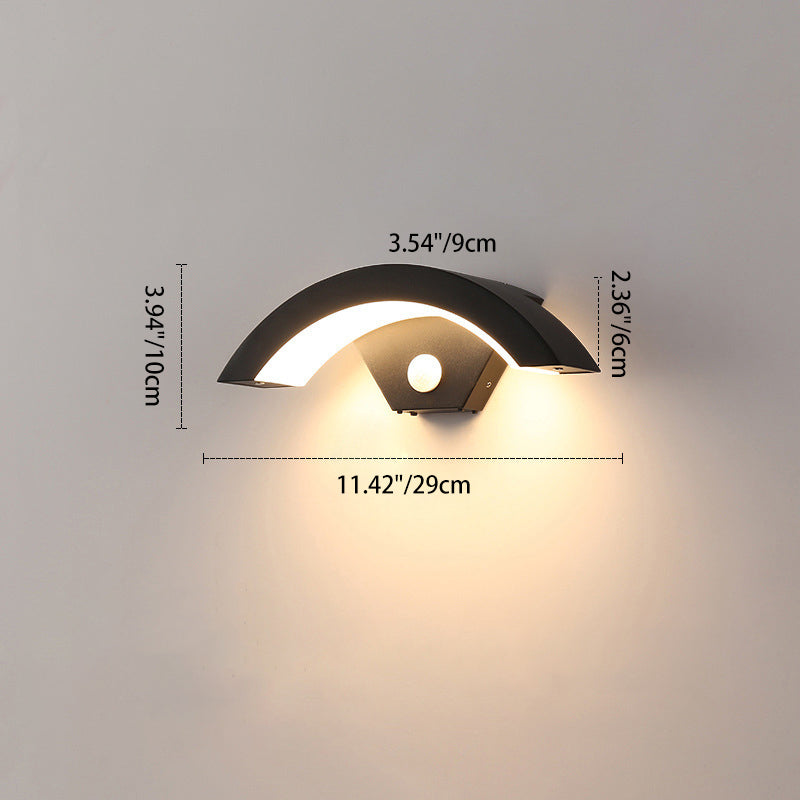 Lámpara de pared LED con sensor de acrílico y aluminio en arco, minimalista moderna e impermeable, para exteriores, para jardín