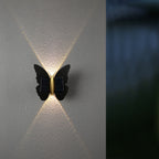 Modern Art Deco Waterproof Solar ABS Plastic Butterfly LED Wall Sconce Lamp For Outdoor Patio