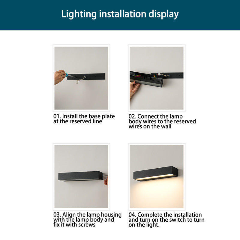 Moderna lámpara de pared LED de aluminio impermeable, rectangular y minimalista, para jardín