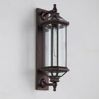 Traditional Vintage Octagonal Square Waterproof Glass Aluminum 1-Light Wall Sconce Lamp For Outdoor Patio