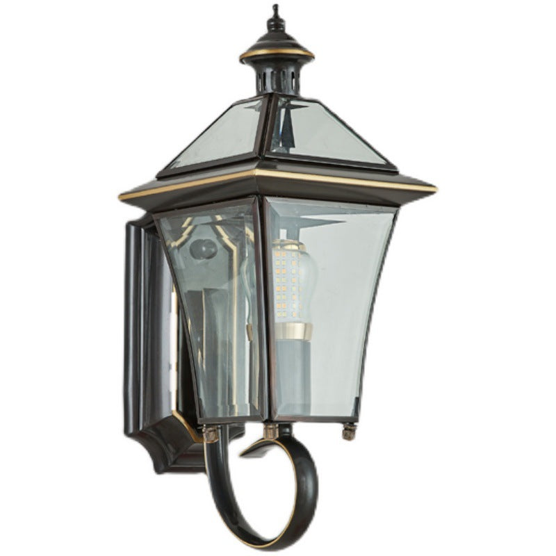 Lámpara de pared farol de cobre tradicional vintage cuadrado redondo de cristal cónico de 1/3 para jardín