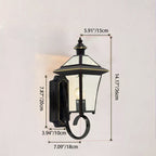 Lámpara de pared farol de cobre tradicional vintage cuadrado redondo de cristal cónico de 1/3 para jardín