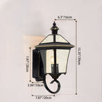 Lámpara de pared farol de cobre tradicional vintage cuadrado redondo de cristal cónico de 1/3 para jardín