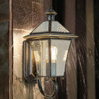 Lámpara de pared farol de cobre tradicional vintage cuadrado redondo de cristal cónico de 1/3 para jardín
