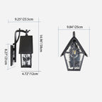 Traditional Vintage House Shape Square Glass Aluminum 1-Light Wall Sconce Lamp For Outdoor Patio