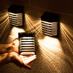 Contemporary Creative Solar Waterproof ABS PS Rectangular Grid Hollowed LED Wall Sconce Lamp For Outdoor Patio