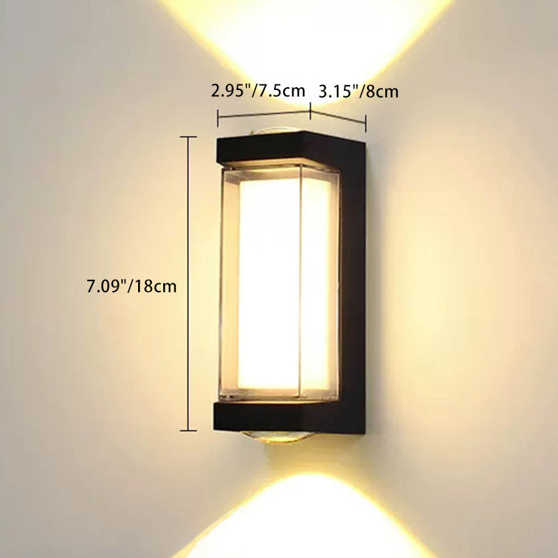 Lámpara de pared LED moderna de aluminio impermeable de diseño cilíndrico o cuboide para patio exterior
