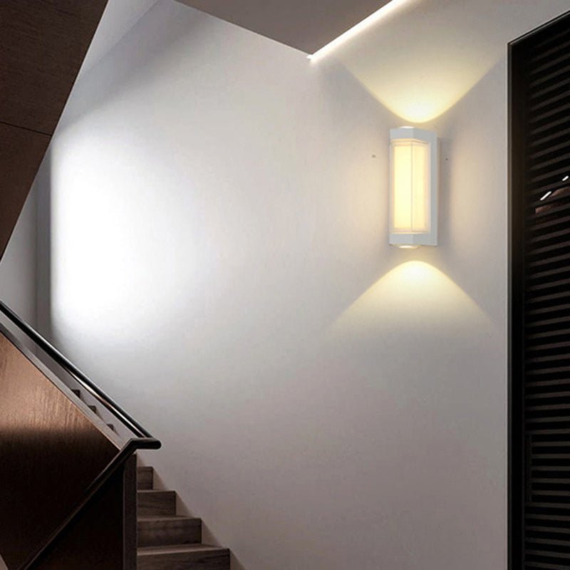 Lámpara de pared LED moderna de aluminio impermeable de diseño cilíndrico o cuboide para patio exterior