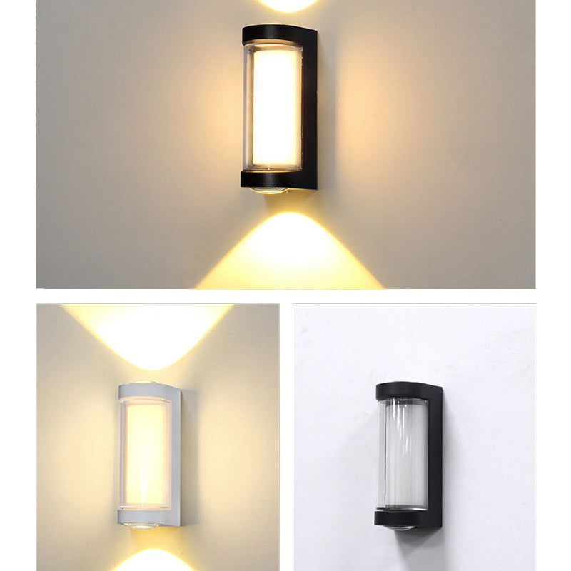 Lámpara de pared LED moderna de aluminio impermeable de diseño cilíndrico o cuboide para patio exterior