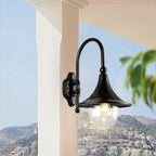 Lámpara de pared cónica de 1 luz para patio exterior, industrial, contemporánea, impermeable, de aluminio y PVC