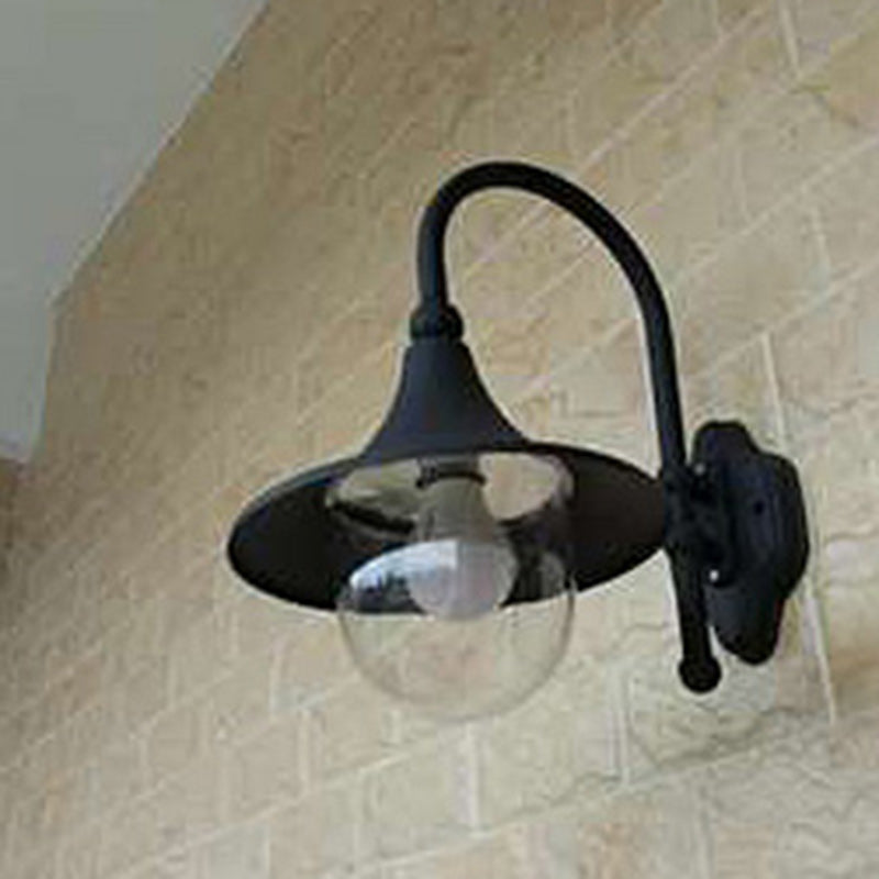 Lámpara de pared cónica de 1 luz para patio exterior, industrial, contemporánea, impermeable, de aluminio y PVC