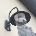Lámpara de pared cónica de 1 luz para patio exterior, industrial, contemporánea, impermeable, de aluminio y PVC