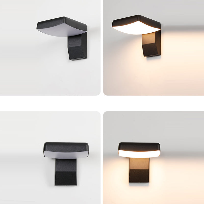 Lámpara Aplique LED Giratoria Cuadrada Redonda de Aluminio Minimalista Impermeable Moderna Para Patio Exterior