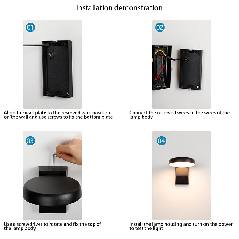 Lámpara Aplique LED Giratoria Cuadrada Redonda de Aluminio Minimalista Impermeable Moderna Para Patio Exterior