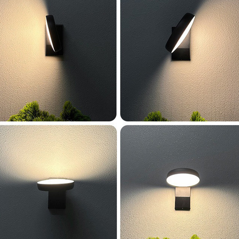 Lámpara Aplique LED Giratoria Cuadrada Redonda de Aluminio Minimalista Impermeable Moderna Para Patio Exterior
