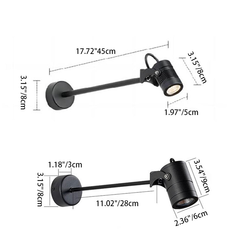 Lámpara de pared LED tipo aplique de cilindro largo ajustable de aluminio y hierro, impermeable, de simplicidad moderna para patio exterior