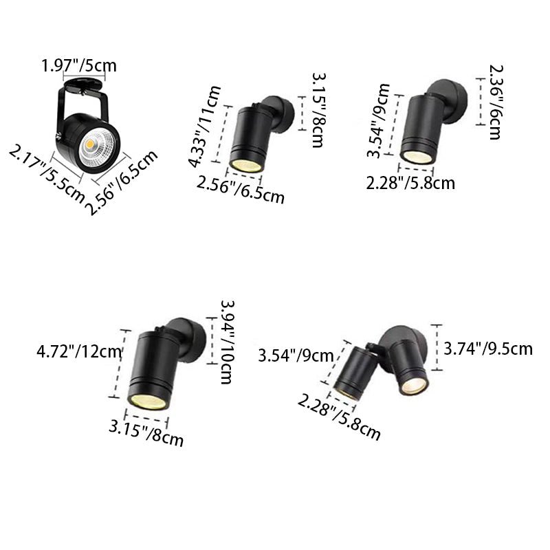 Lámpara de pared LED tipo aplique de cilindro largo ajustable de aluminio y hierro, impermeable, de simplicidad moderna para patio exterior