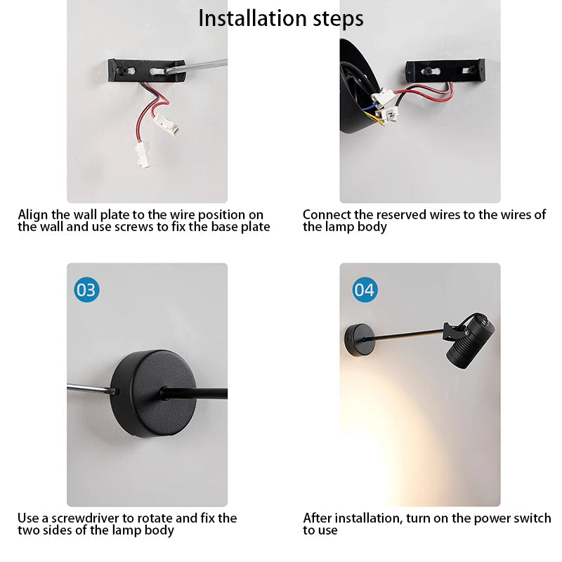 Lámpara de pared LED tipo aplique de cilindro largo ajustable de aluminio y hierro, impermeable, de simplicidad moderna para patio exterior