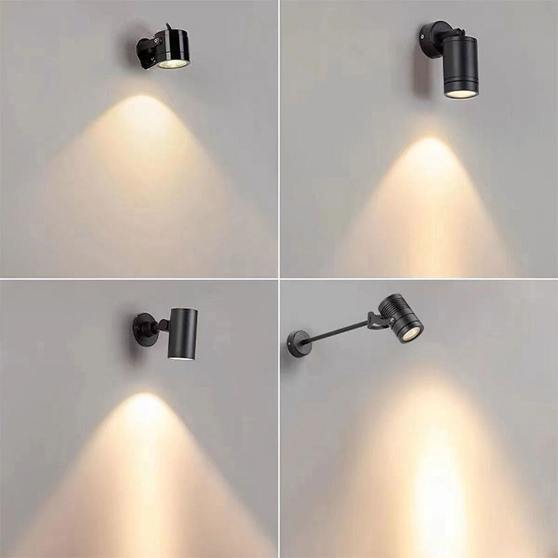Lámpara de pared LED tipo aplique de cilindro largo ajustable de aluminio y hierro, impermeable, de simplicidad moderna para patio exterior