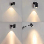 Lámpara de pared LED tipo aplique de cilindro largo ajustable de aluminio y hierro, impermeable, de simplicidad moderna para patio exterior