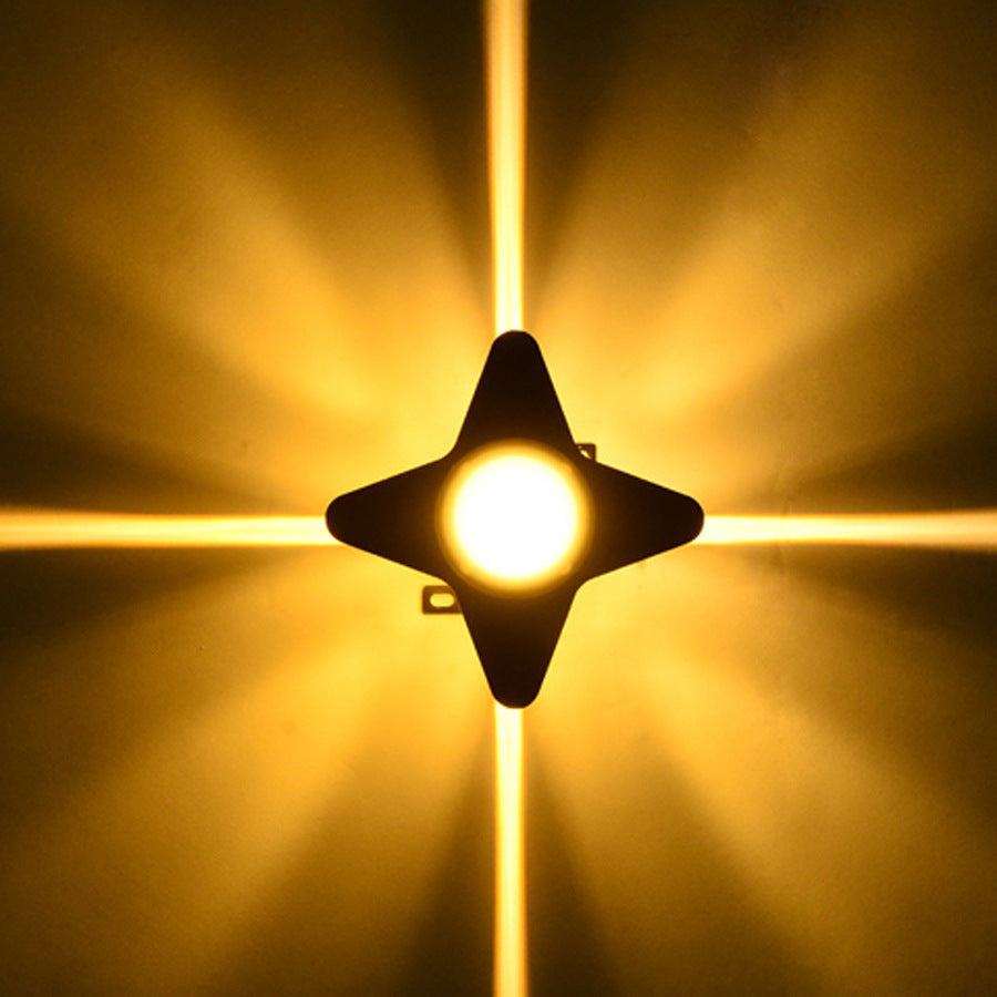 Contemporary Creative Waterproof Aluminum Acrylic Cross Star LED Wall Sconce Lamp For Outdoor Patio