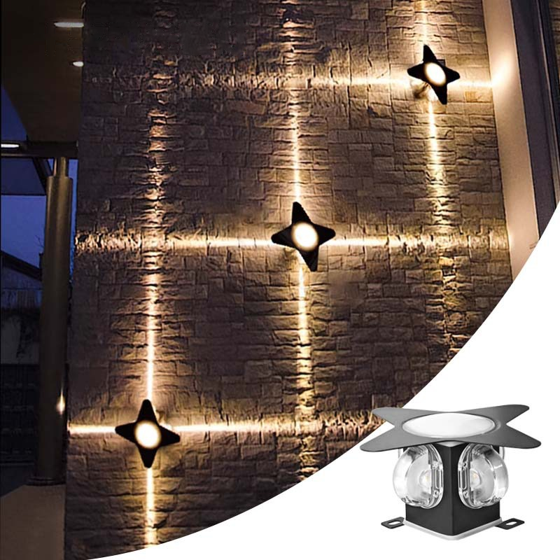 Contemporary Creative Waterproof Aluminum Acrylic Cross Star LED Wall Sconce Lamp For Outdoor Patio