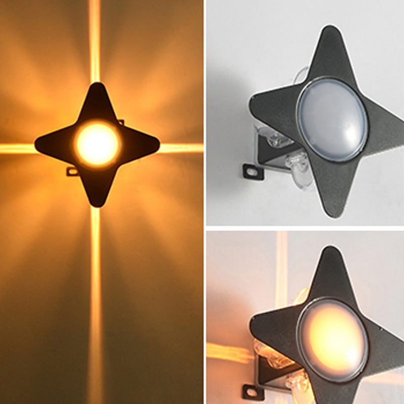 Contemporary Creative Waterproof Aluminum Acrylic Cross Star LED Wall Sconce Lamp For Outdoor Patio