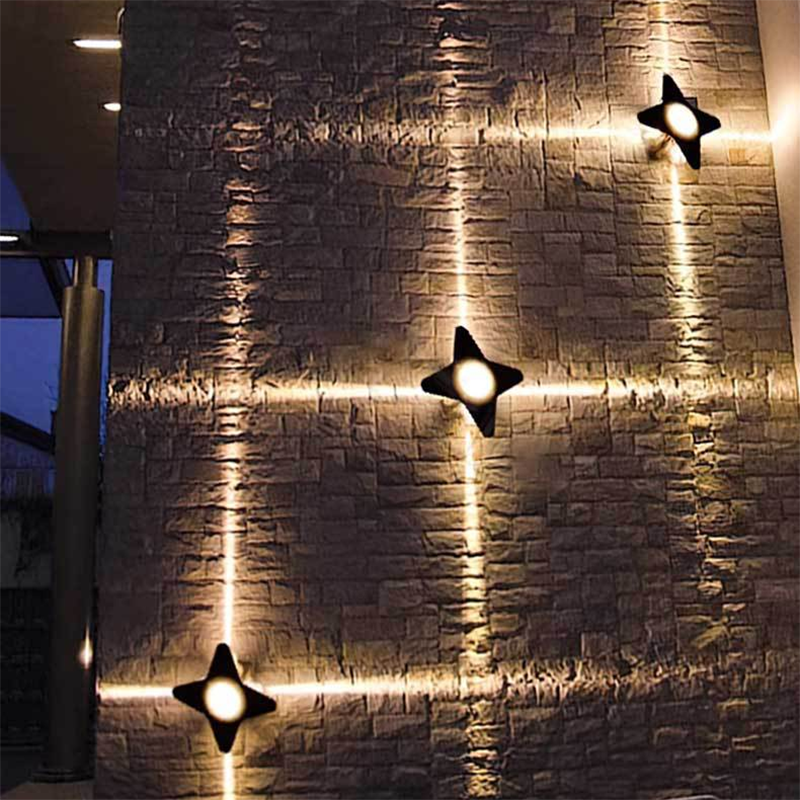 Contemporary Creative Waterproof Aluminum Acrylic Cross Star LED Wall Sconce Lamp For Outdoor Patio