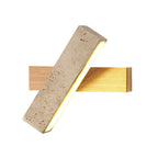 Japandi Travertine Stone & Wood LED Wall Sconce Adjustable Geometric Lamp for Living Room, Bedside, and Bathroom