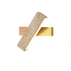 Japandi Travertine Stone & Wood LED Wall Sconce Adjustable Geometric Lamp for Living Room, Bedside, and Bathroom