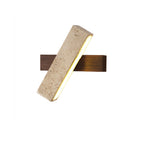 Japandi Travertine Stone & Wood LED Wall Sconce Adjustable Geometric Lamp for Living Room, Bedside, and Bathroom