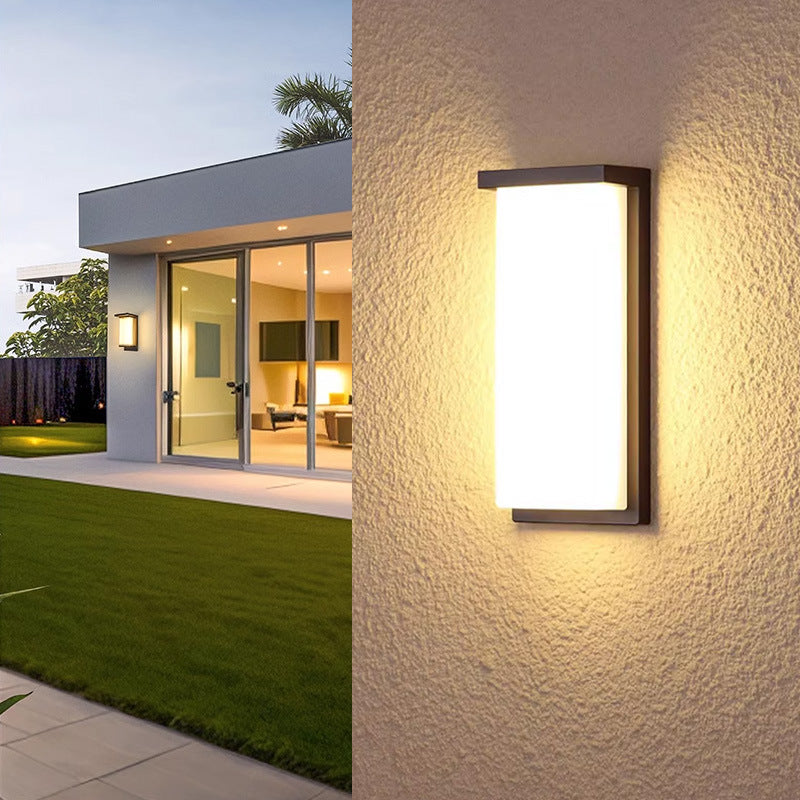 Modern Minimalist Waterproof Aluminum PC Rectangular LED Wall Sconce Lamp For Outdoor Patio
