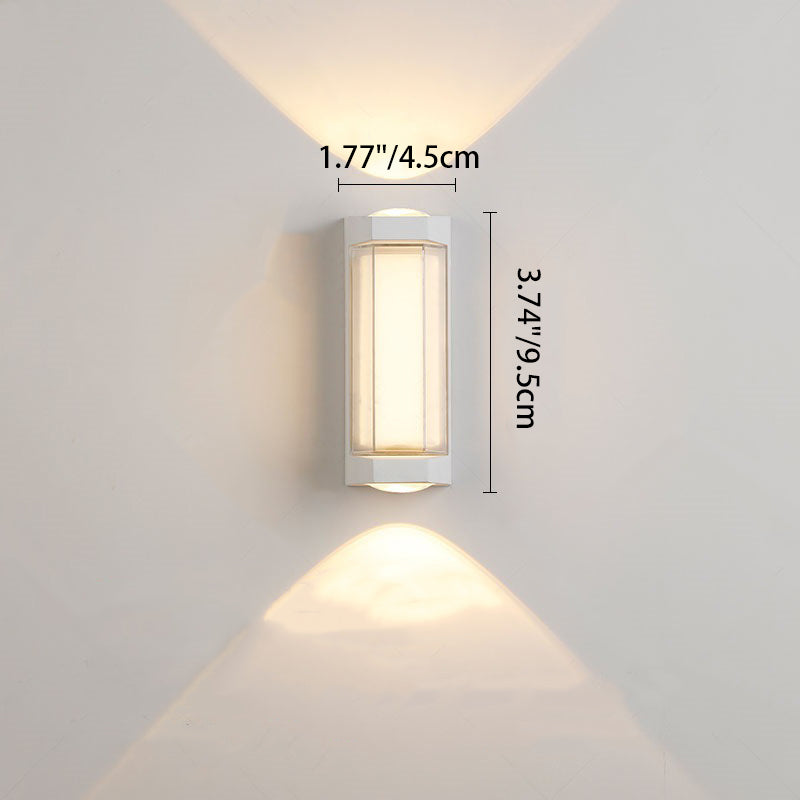 Lámpara LED de pared cilíndrica rectangular de acrílico y aluminio impermeable de estilo moderno y simple para patio exterior