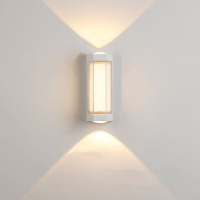 Lámpara LED de pared cilíndrica rectangular de acrílico y aluminio impermeable de estilo moderno y simple para patio exterior