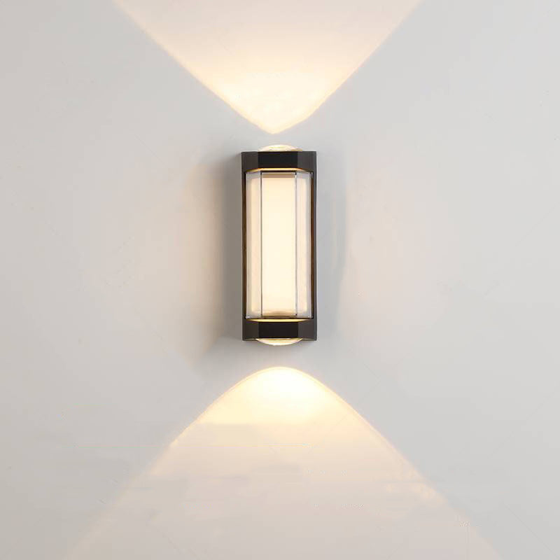 Lámpara LED de pared cilíndrica rectangular de acrílico y aluminio impermeable de estilo moderno y simple para patio exterior