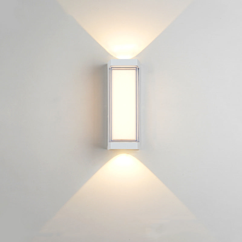 Lámpara LED de pared cilíndrica rectangular de acrílico y aluminio impermeable de estilo moderno y simple para patio exterior