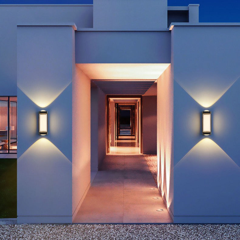 Lámpara LED de pared cilíndrica rectangular de acrílico y aluminio impermeable de estilo moderno y simple para patio exterior