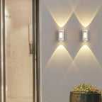 Lámpara LED de pared cilíndrica rectangular de acrílico y aluminio impermeable de estilo moderno y simple para patio exterior