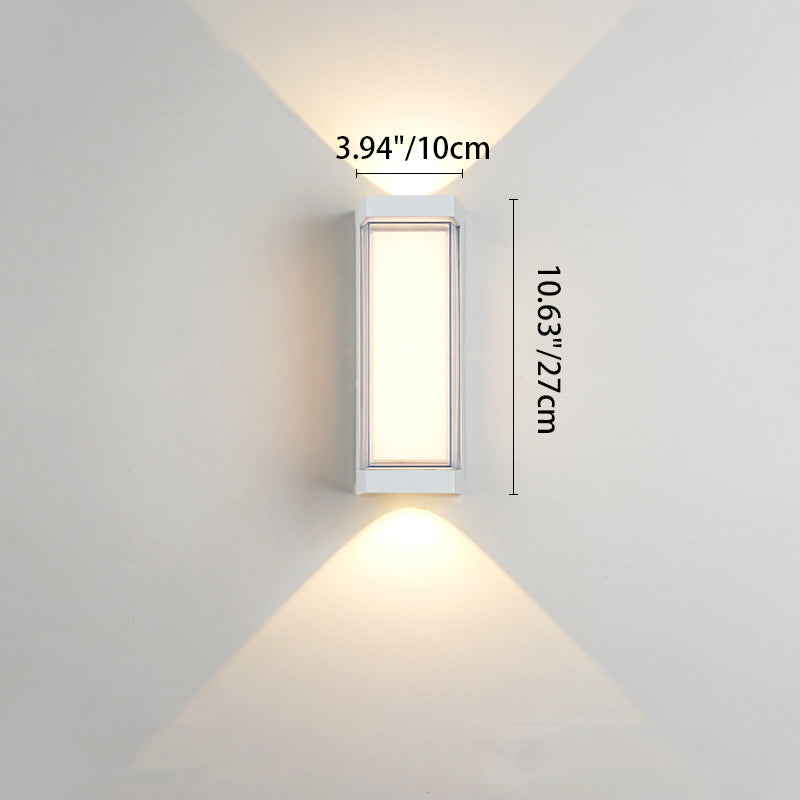 Lámpara LED de pared cilíndrica rectangular de acrílico y aluminio impermeable de estilo moderno y simple para patio exterior
