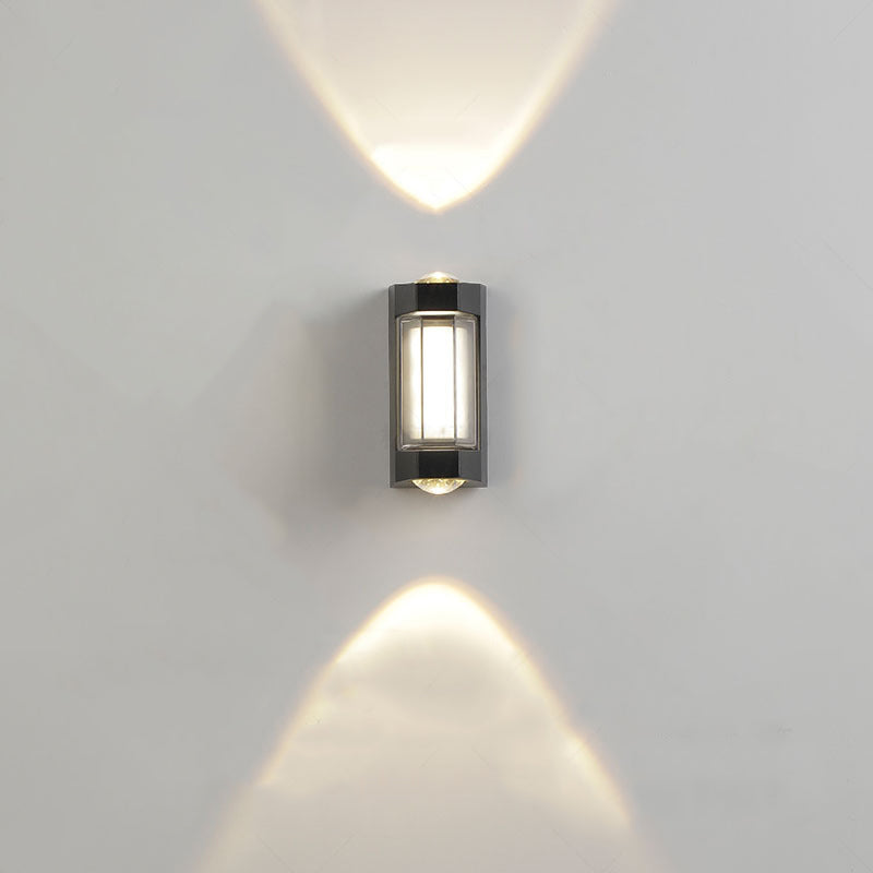 Lámpara LED de pared cilíndrica rectangular de acrílico y aluminio impermeable de estilo moderno y simple para patio exterior